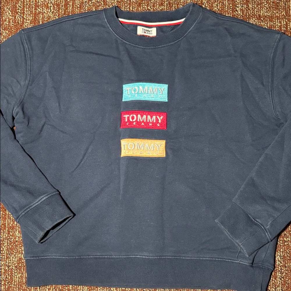 Vintage  90s y2k Tommy Jeans crewneck logo patch sweatshirt‎ embroidered logo S